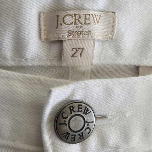 J. Crew Factory | White Cropped Ankle Skinny Jeans with Navy Stripe Hem Size 27 - Picture 4 of 5